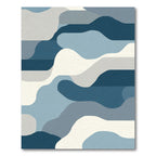 Cool Blue Abstract Wave Composition Rug