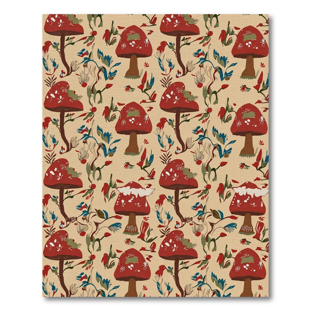 Red Toadstool Forest Whimsical Landscape Rug