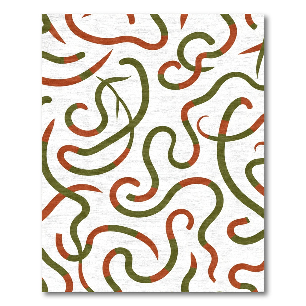 Olive and Rust Swirling Lines Rug