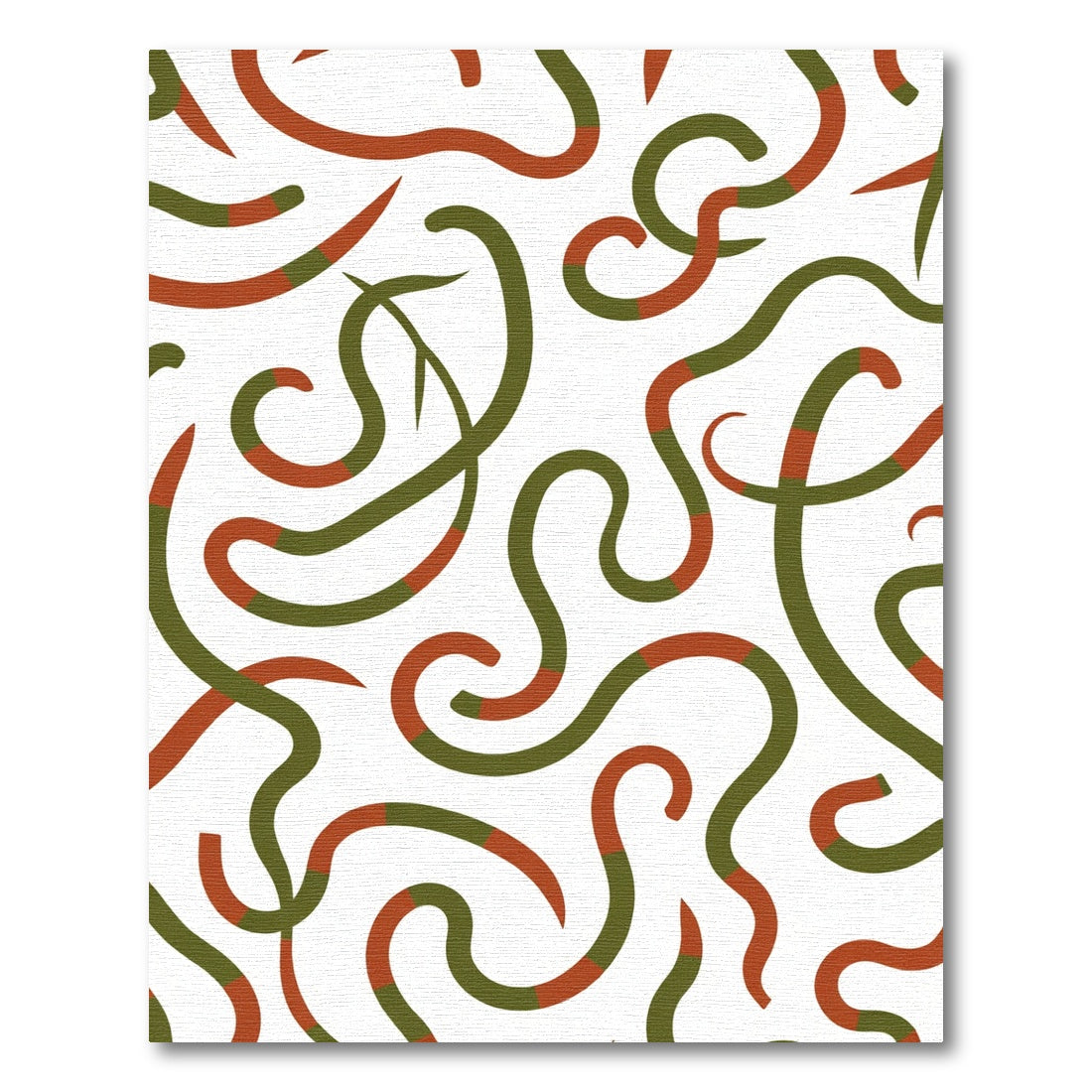 Olive and Rust Swirling Lines Rug