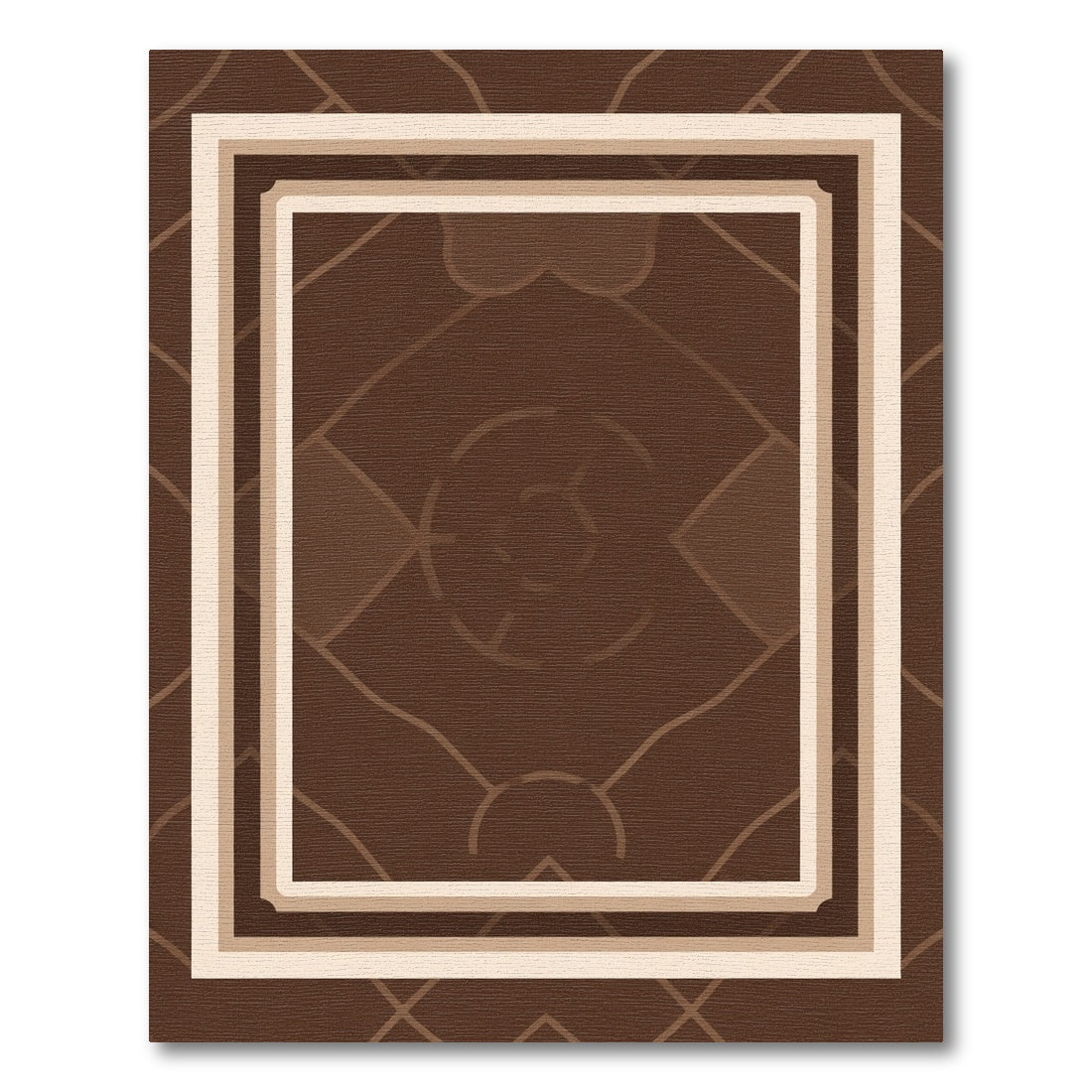 Brown Geometric Layered Rectangular Rug