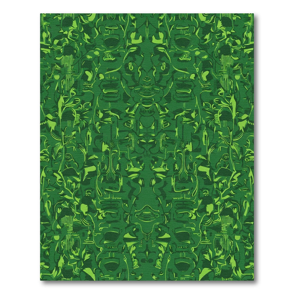 Emerald Green Leafy Symmetric Composition Rug