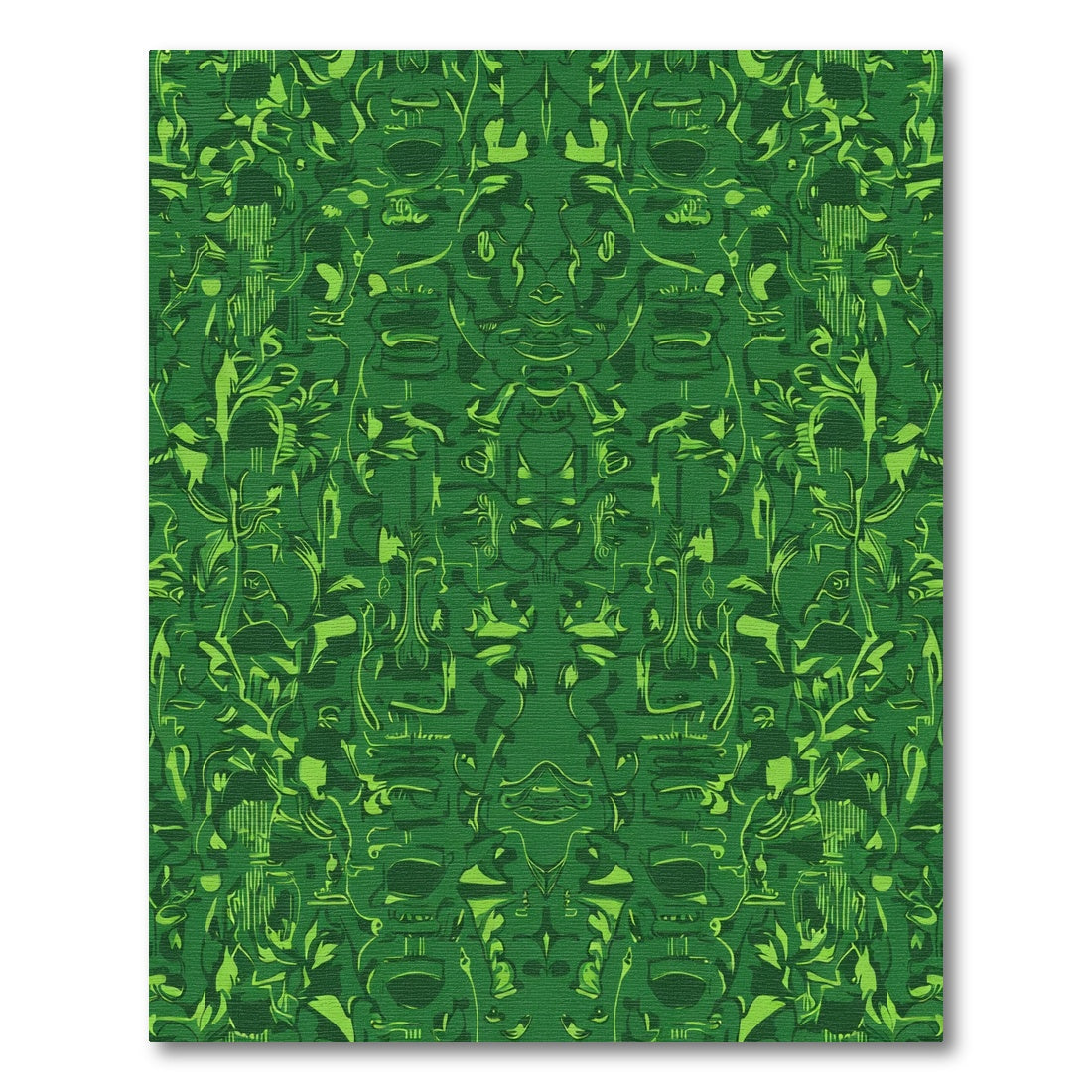 Emerald Green Leafy Symmetric Composition Rug