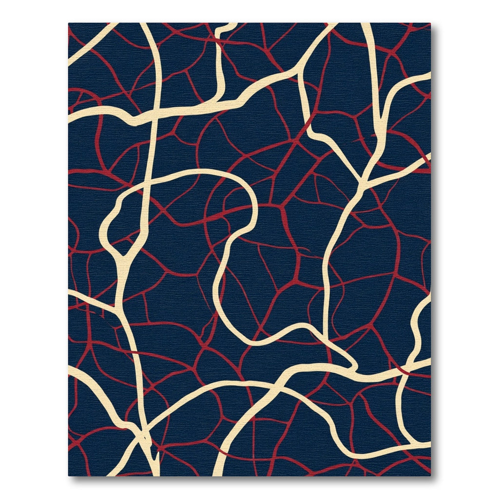 Crimson and Cream Intertwined Lines Rug