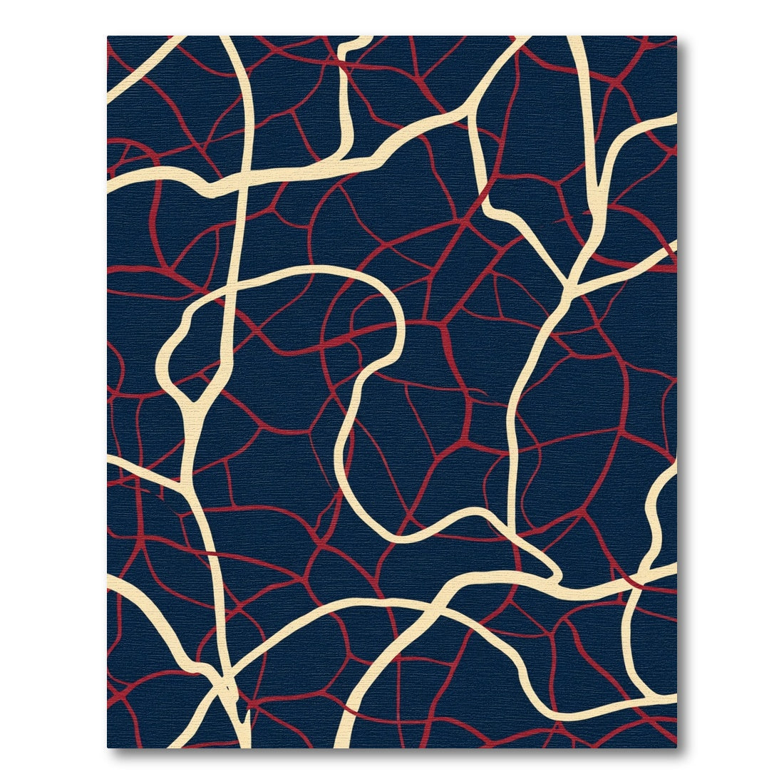 Crimson and Cream Intertwined Lines Rug