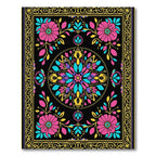 Vivid Magenta Teal Floral Mandala Rug
