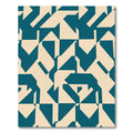 Teal Beige Geometric Abstract Composition Rug