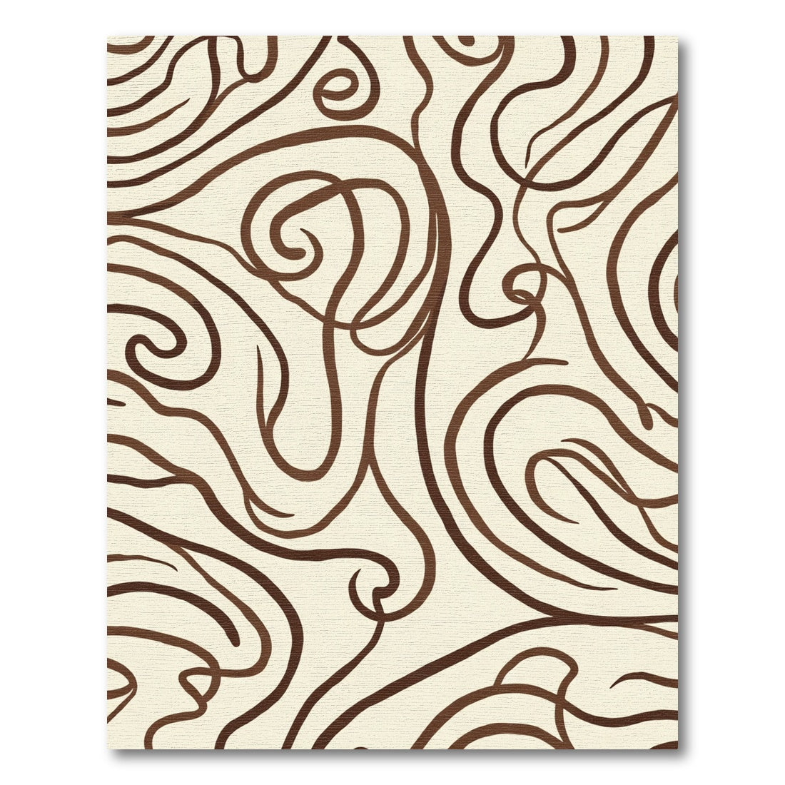 Cream Brown Abstract Swirl Flow Rug