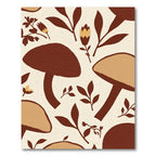 Earthy Tones Mushroom Botanical Illustration Rug