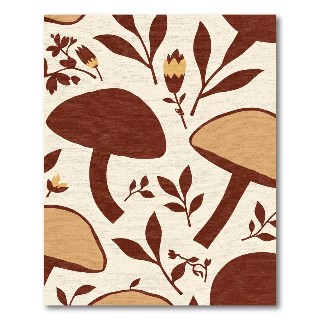 Earthy Tones Mushroom Botanical Illustration Rug
