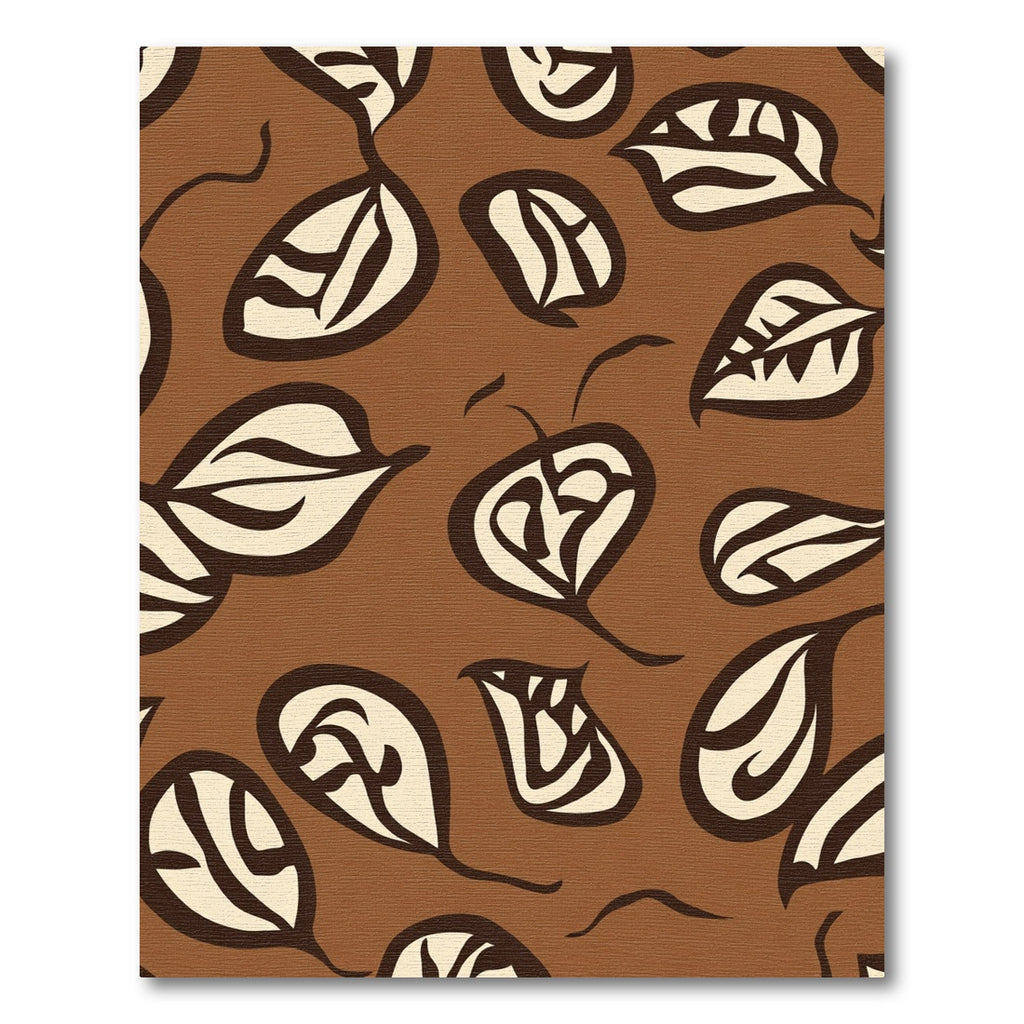 Chocolate Brown Cream Abstract Leaf Swirl Rug
