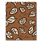 Chocolate Brown Cream Abstract Leaf Swirl Rug