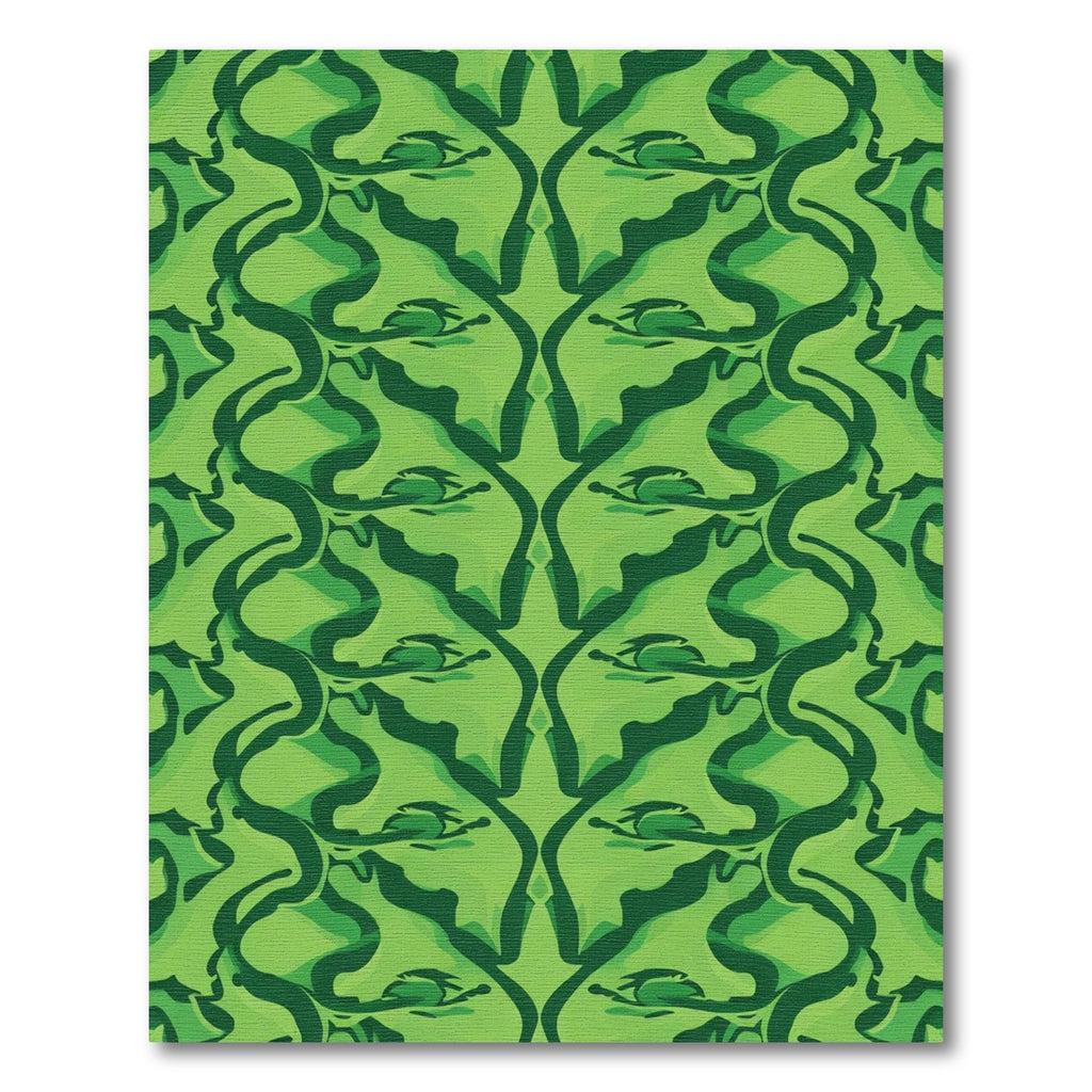 Emerald Green Abstract Swirl Reflection Rug