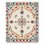 Vibrant Floral Medallion With Blue Border Rug