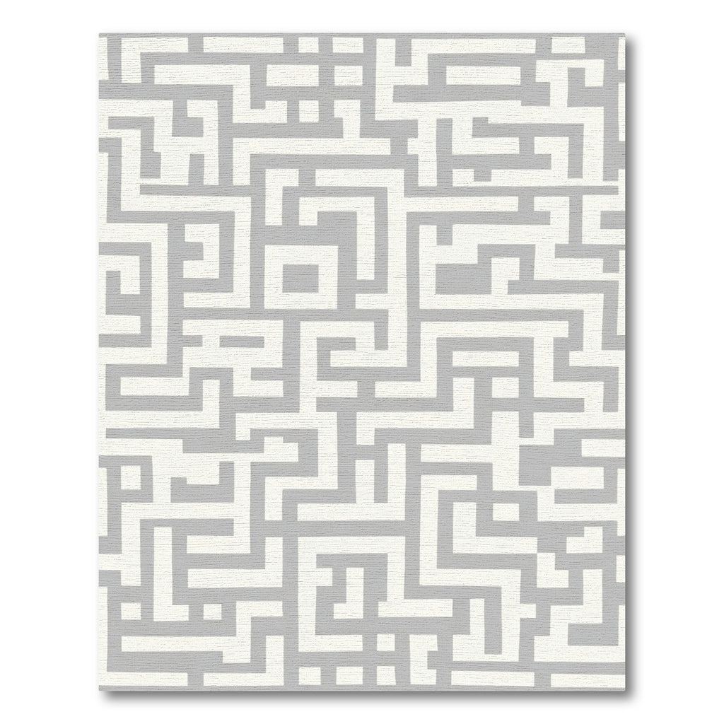 Gray Labyrinth Geometric Lines Rug