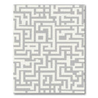 Gray Labyrinth Geometric Lines Rug