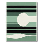 Modern Green Abstract Horizontal Band Rug
