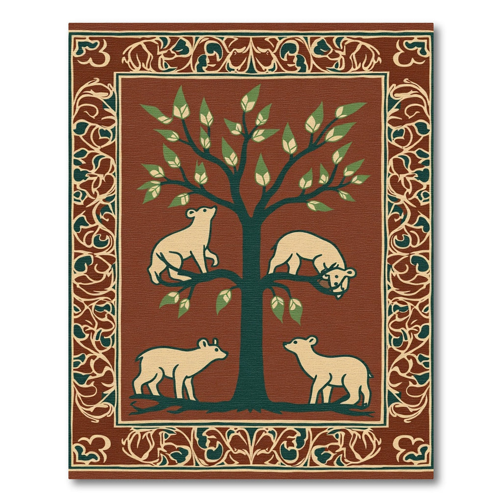 Tapestry Bear Tree Life Border Rug