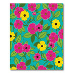 Bright Pink Yellow Floral Vine Rug