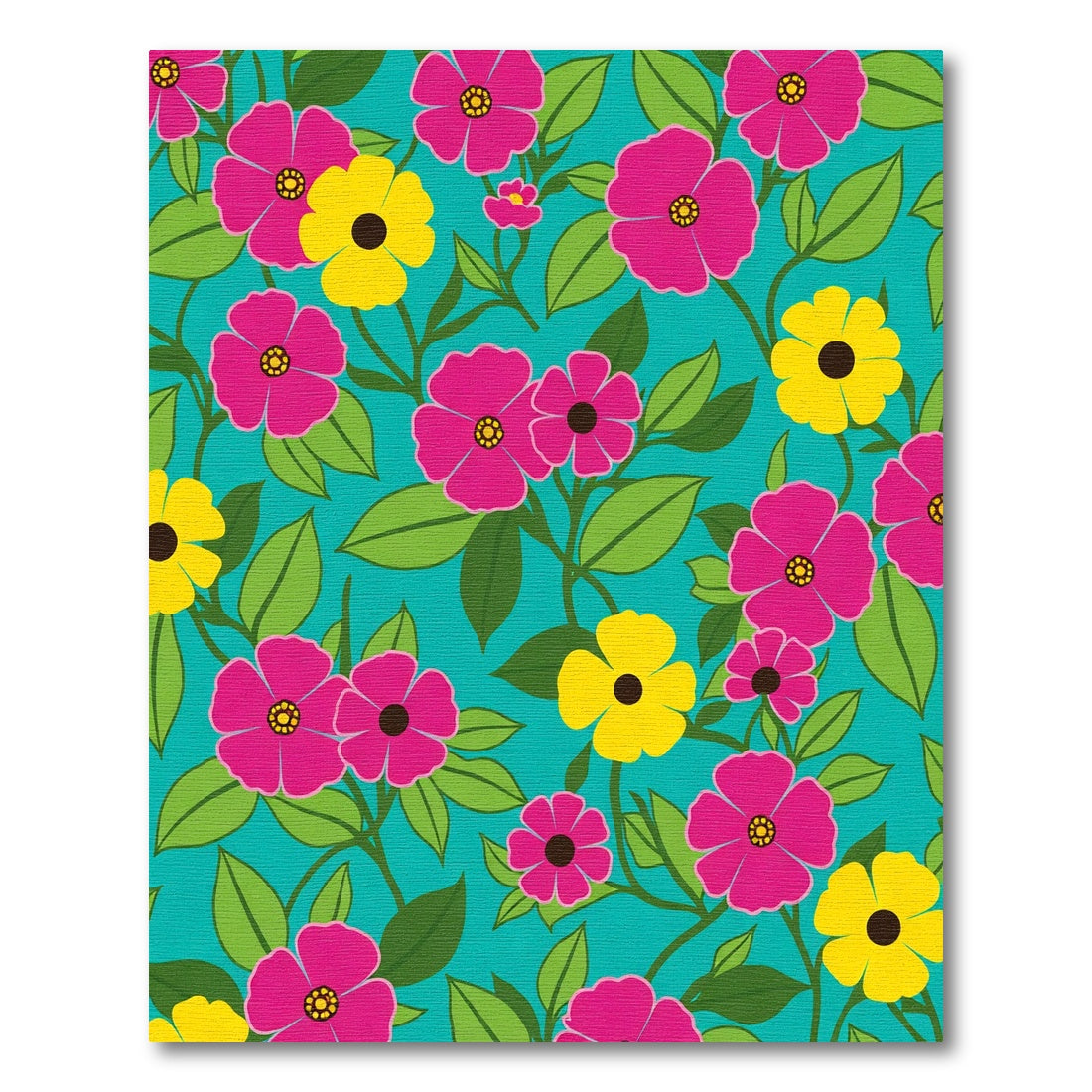 Bright Pink Yellow Floral Vine Rug