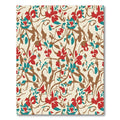 Red Teal Brown Floral Vine Swirls Rug