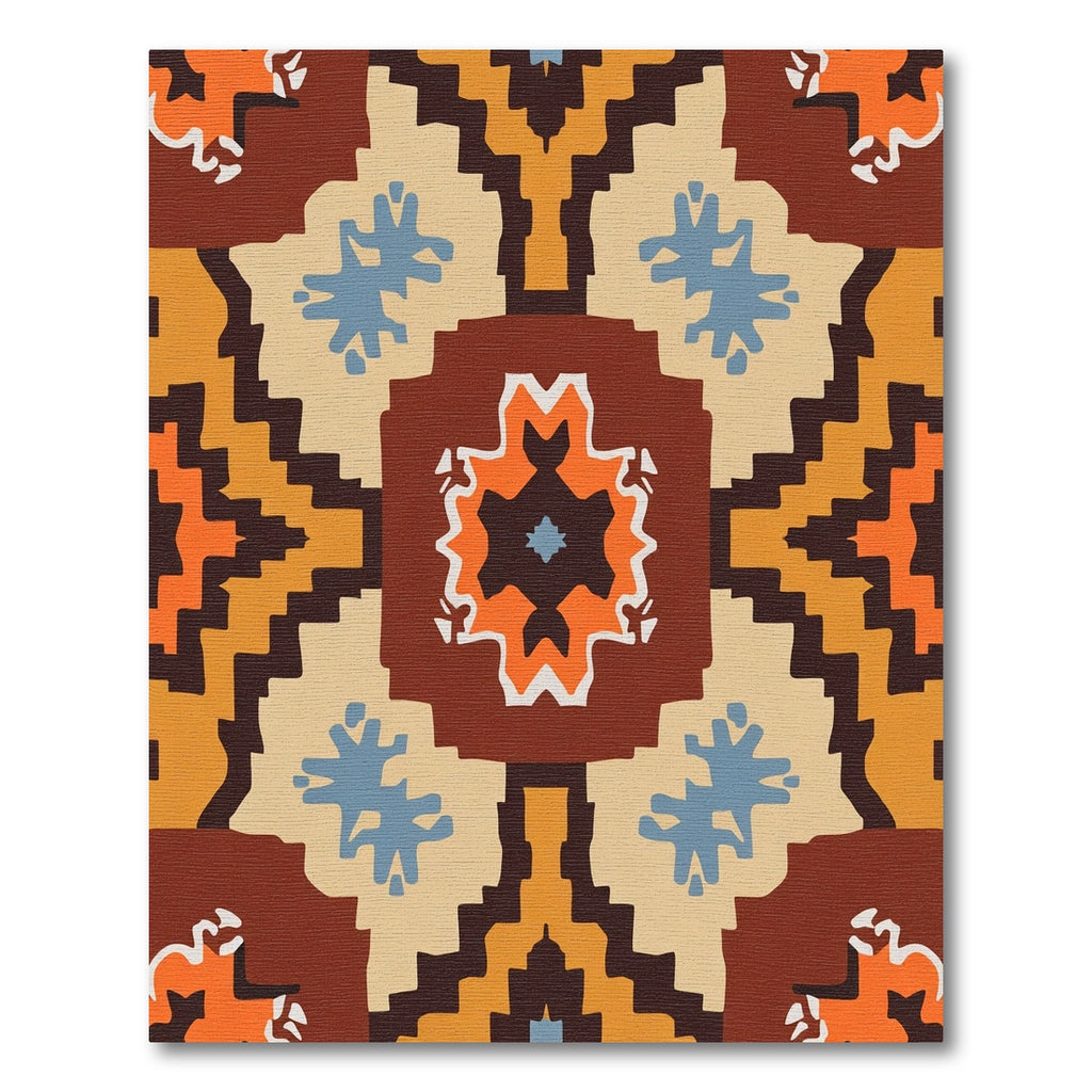 Bold Earthy Geometric Medallion Rug