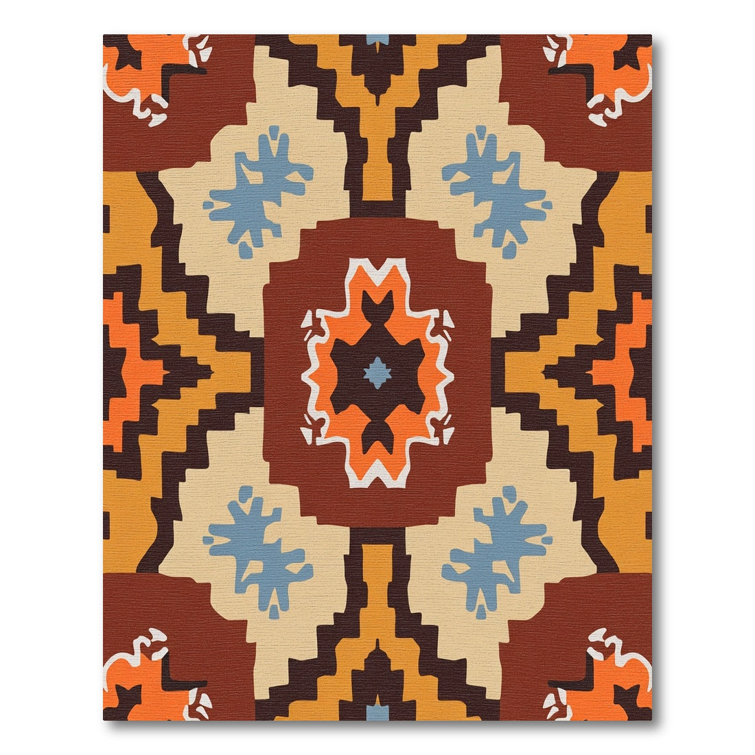 Bold Earthy Geometric Medallion Rug