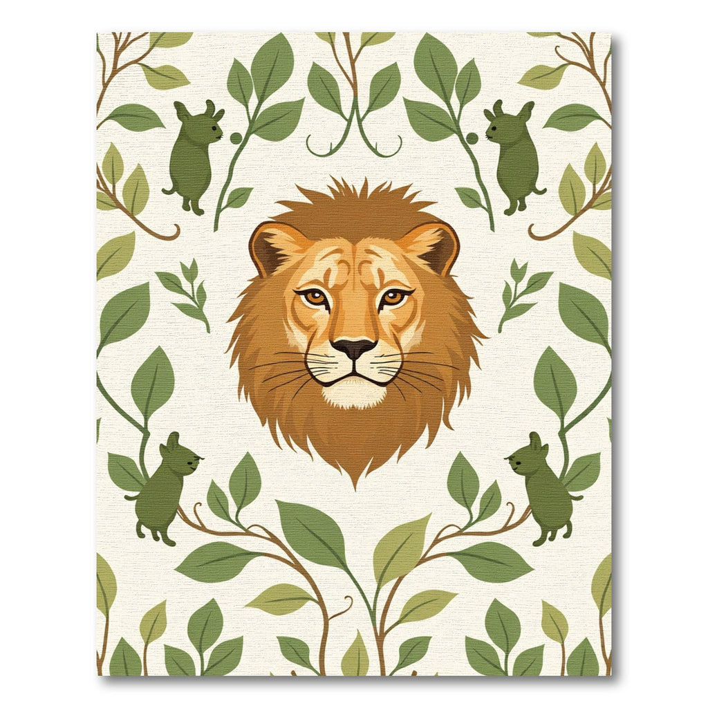 Golden Lion Greenery Creature Arrangement Rug