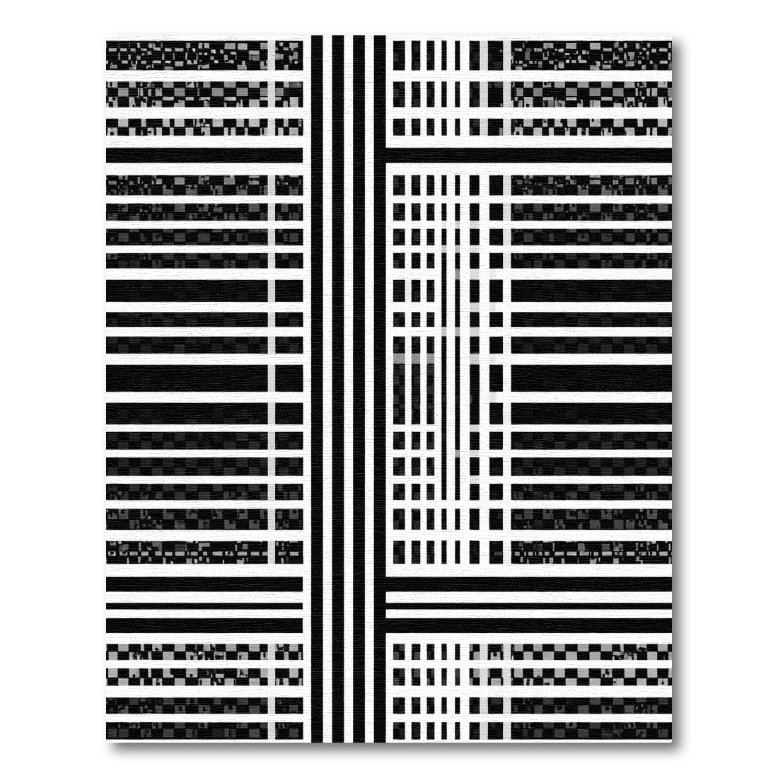 Monochromatic Grid Abstract Weave Rug