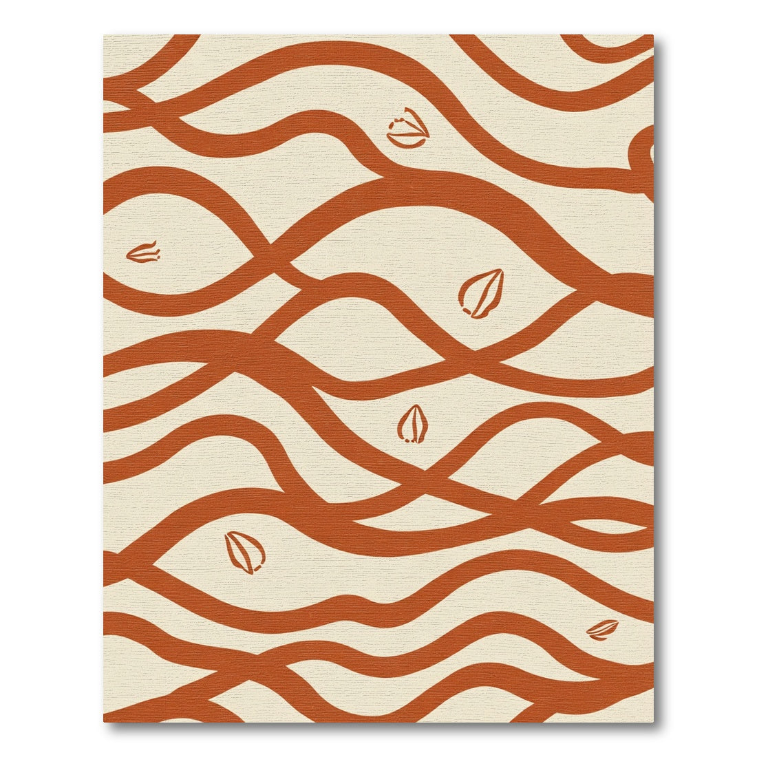 Burnt Orange Wavy Petal Overlay Rug