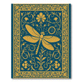 Golden Dragonfly Teal Floral Frame Rug
