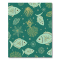 Teal Gold Underwater Fish Coral Rug