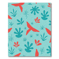 Coral Teal Abstract Botanical Shapes Rug