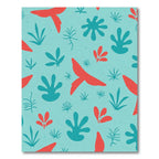 Coral Teal Abstract Botanical Shapes Rug