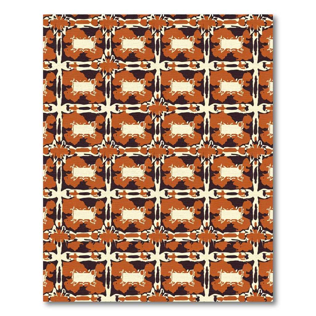 Terracotta Abstract Grid Medallion Rug
