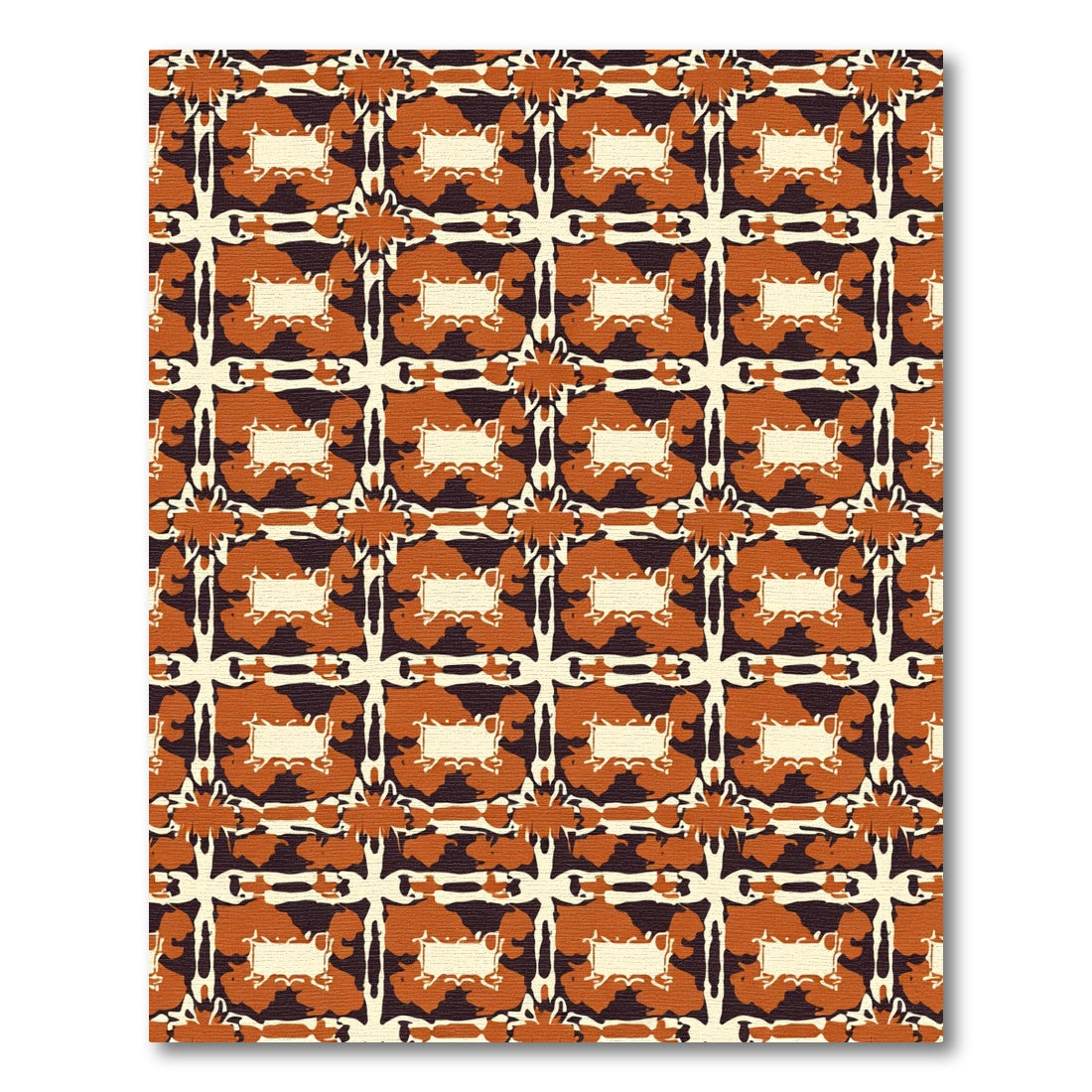 Terracotta Abstract Grid Medallion Rug