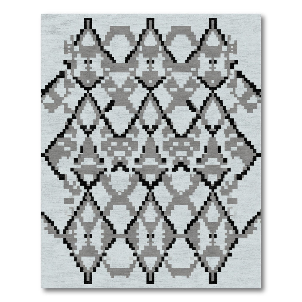 Monochromatic Geometric Diamond Pixel Rug