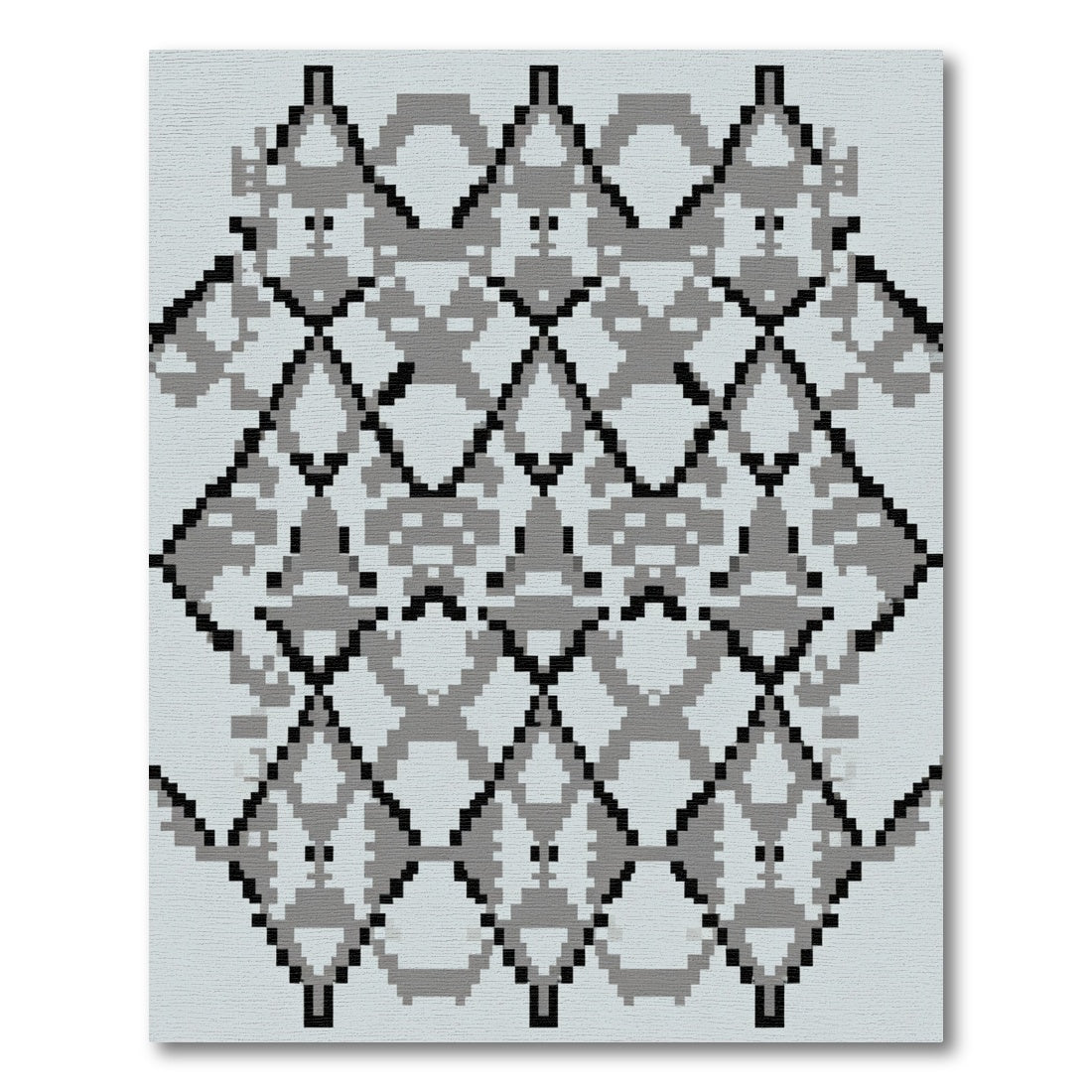 Monochromatic Geometric Diamond Pixel Rug