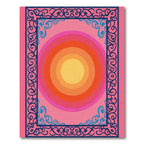 Pink Sunset Concentric Circles Border Rug