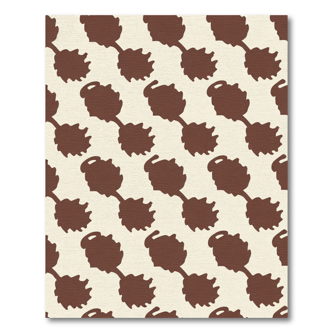 Brown Leaf Vine Diagonal Pattern Rug
