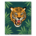 Fierce Tiger Jungle Green Leaves Rug