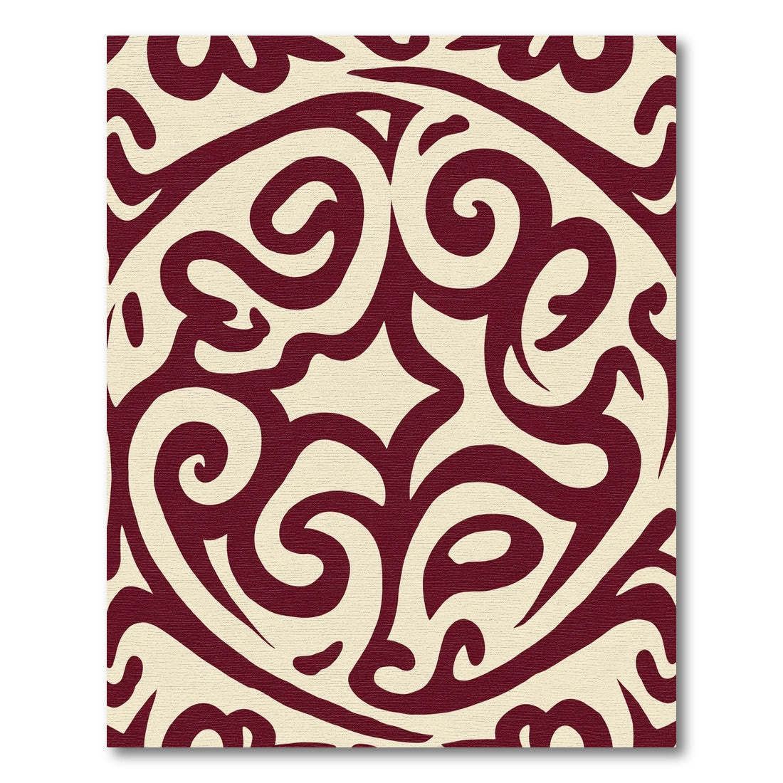 Crimson Swirl Cream Elegant Ornament Rug
