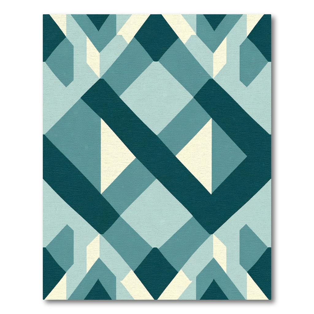 Teal Beige Geometric Diamond Weave Rug
