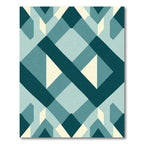 Teal Beige Geometric Diamond Weave Rug