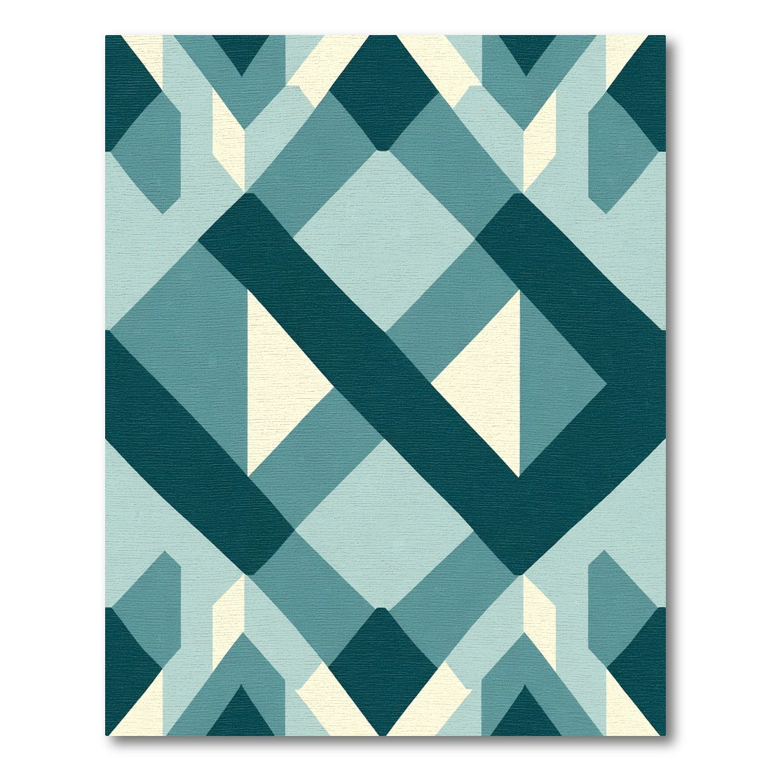 Teal Beige Geometric Diamond Weave Rug