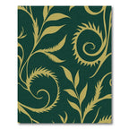 Golden Leaf Swirl Emerald Velvet Rug
