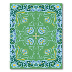 Vibrant Green Floral Scroll Rug