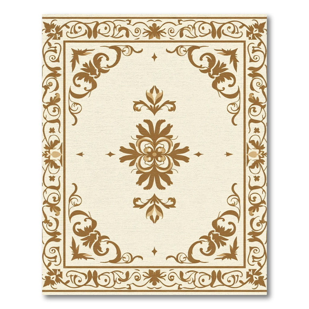Traditional Beige Floral Scroll Rug