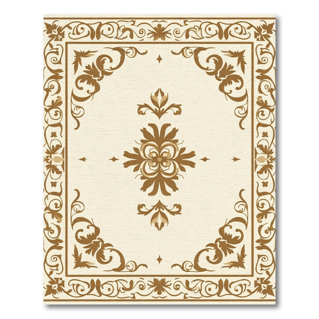 Traditional Beige Floral Scroll Rug