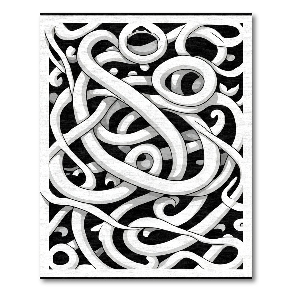 Dynamic White Abstract Intertwined Ribbons Rug